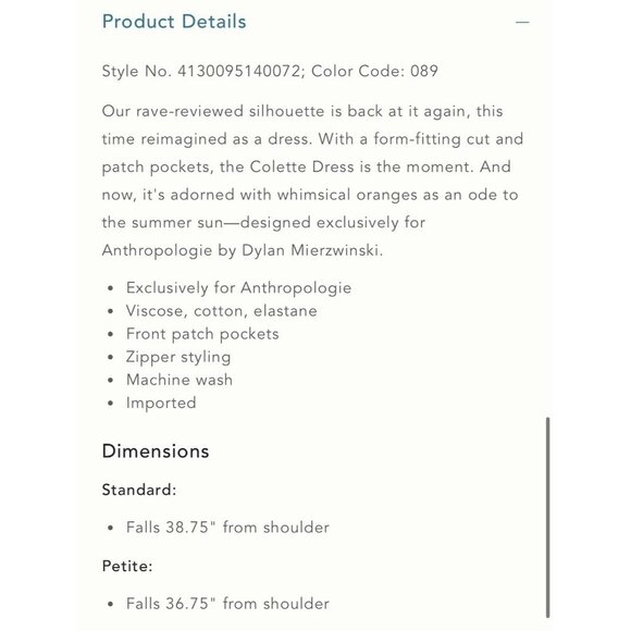 Size S - Anthro The Dylan Mierzwinski Colette Midi Dress by Maeve NWT$188 - Picture 5 of 16